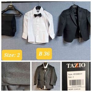 4 Piece Boys Suit | Brand:  Tazio | Color:  Black | RRR Apparel
